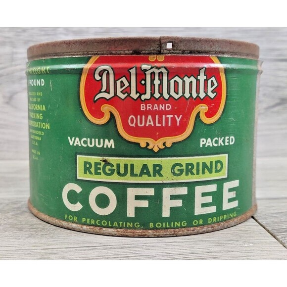 Vintage Del Monte 1 LB Coffee Can Has Patina - Picture 3 of 10